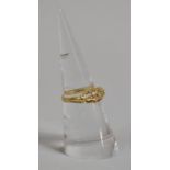 An 18ct Gold Five Diamond Boat Shaped Ring, Reshanked, Size L, 1.8g