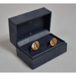 A Pair of Boxed Beaverbrooks 9ct Gold and Diamond Cufflinks, 7.9g