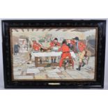 A Framed Cecil Aldin Hunting Print, Breakfast and the Three Pigeons, Ebonised and Gilt Frame,
