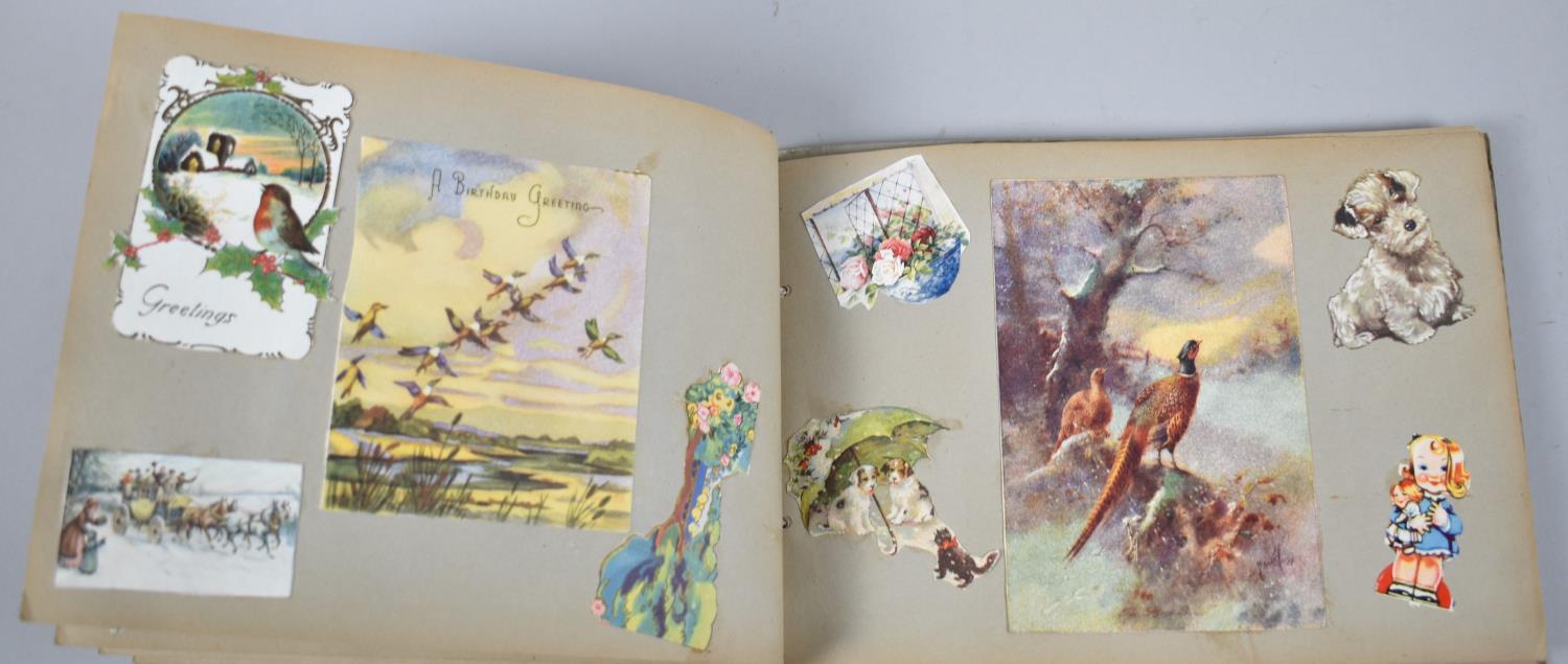 A Late Victorian/Edwardian Decoupage Scrapbook Together with a Postcard Album Containing Edwardian - Image 7 of 14