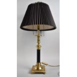 A Modern Brass Table Lamp and Shade on Square Plinth Base, 78cm high