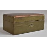 A Small Edwardian Leather Covered Jewellery Box with Inner Removable Tray, Complete with Key, 18cm