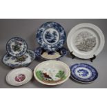 A Collection of Various Transfer Printed Ceramics to Comprise Late 19th Century Ironstone Stands,