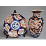 Two Pieces of Late 19th/Early 20th Century Japanese Imari, Scalloped Edge Shallow Bowl and Vase,
