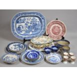 A Collection of Transfer Printed Items to Include Blue and White 19th Century Oval Meat Platter,