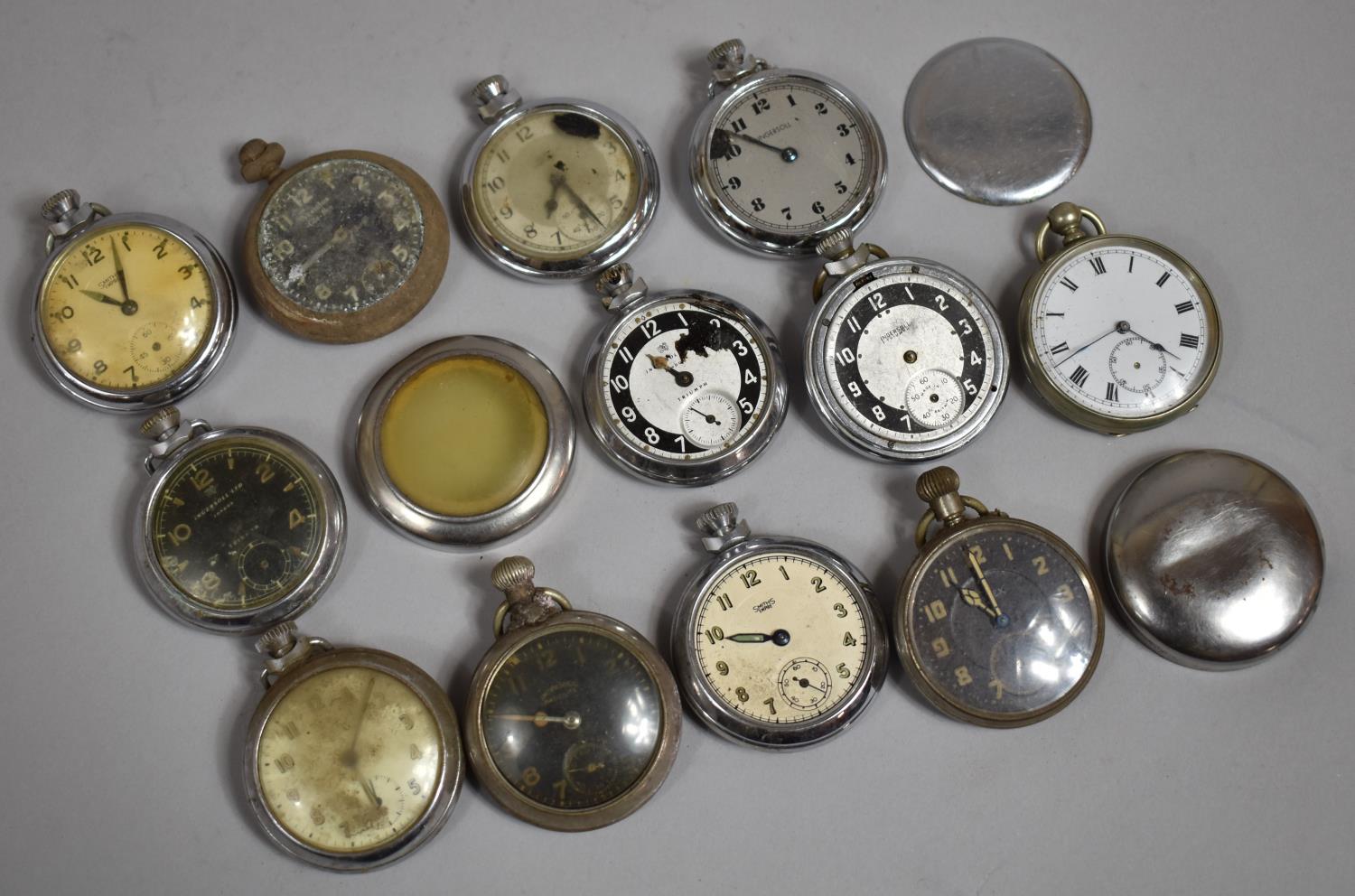 A Collection of Various Vintage Pocket and Stop Watches, All In Need of Some Attention