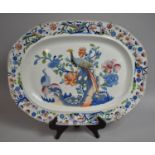 A 19th Century Oval Ironstone Meat Plate Decorated Pheasant, 53cm wide