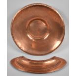 A Hand Beaten Circular Copper Shallow Dish and a Kidney Shaped Dish, 38cm diameter