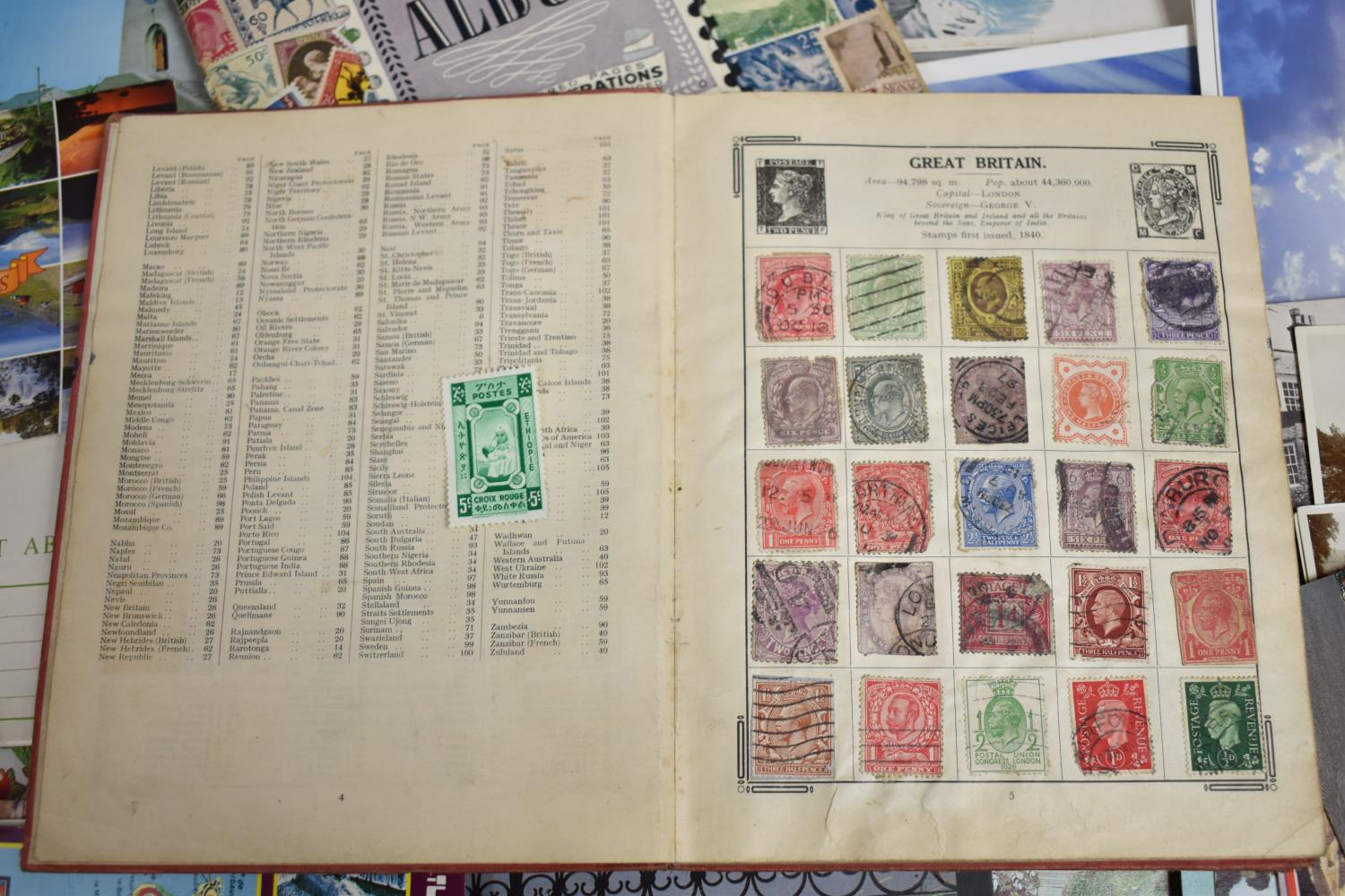 Two Children's Stamp Albums and Contents Together with Postcards etc - Image 2 of 5