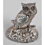 A Small Modern Silver Study of a Long Eared Owl, 5.5cm high