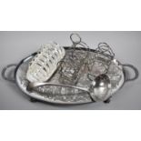 A Collection of Silver Plate to Include Oval Two Handled Tray on Four Call and Ball Feet, Large