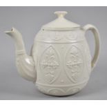 A Late Victorian/Edwardian Salt Glazed Teapot, Relief Decoration to Body, 17cm high