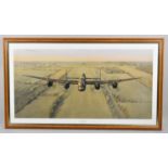 A Framed Gerald Coulson RAF Print, Merlyn's Thunder - Lancaster Depatcher, 71x35cm
