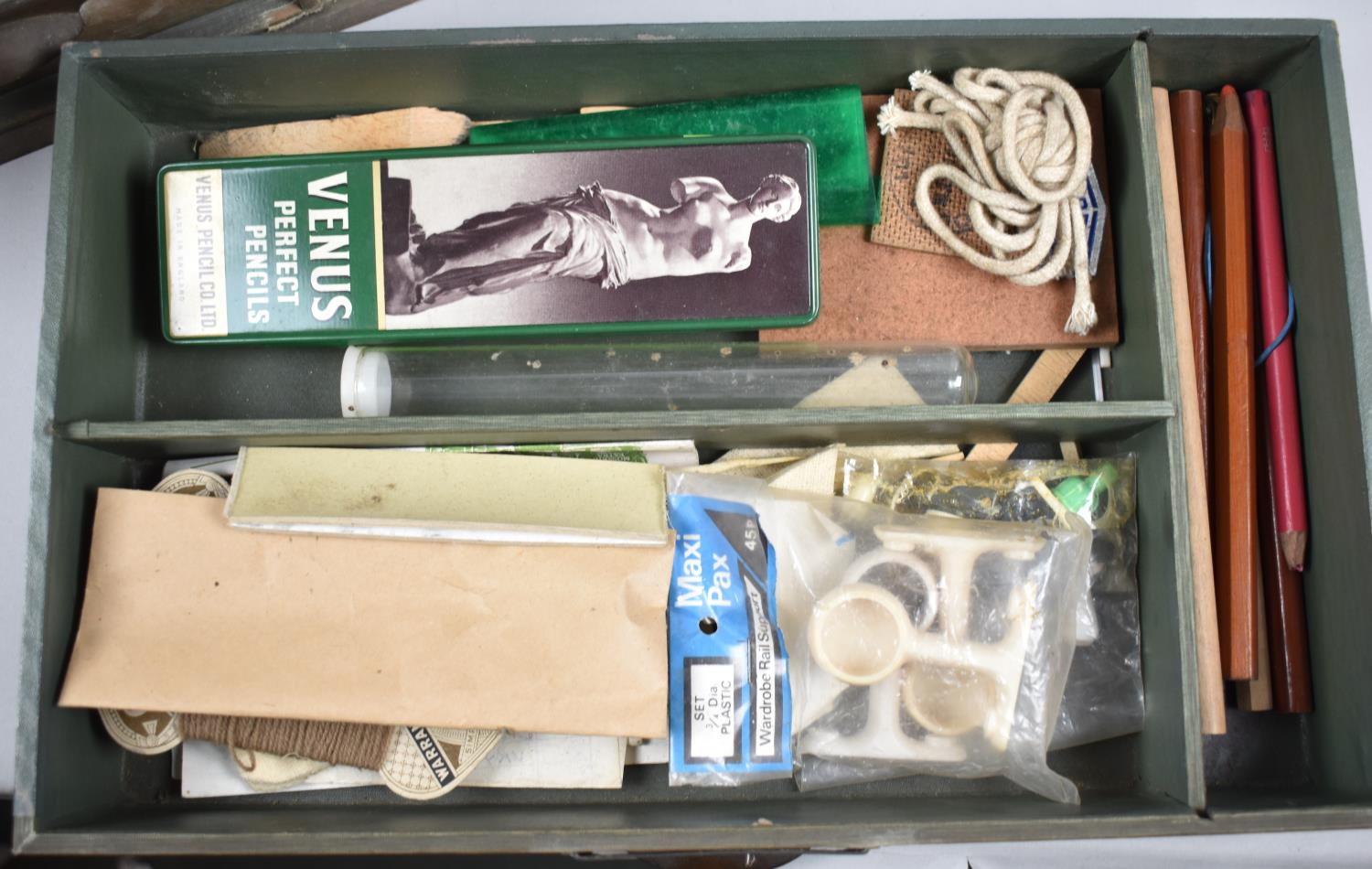 A Vintage Desktop Stationery Chest with Three Long and Two Short Drawers, 37cm wide - Image 5 of 6