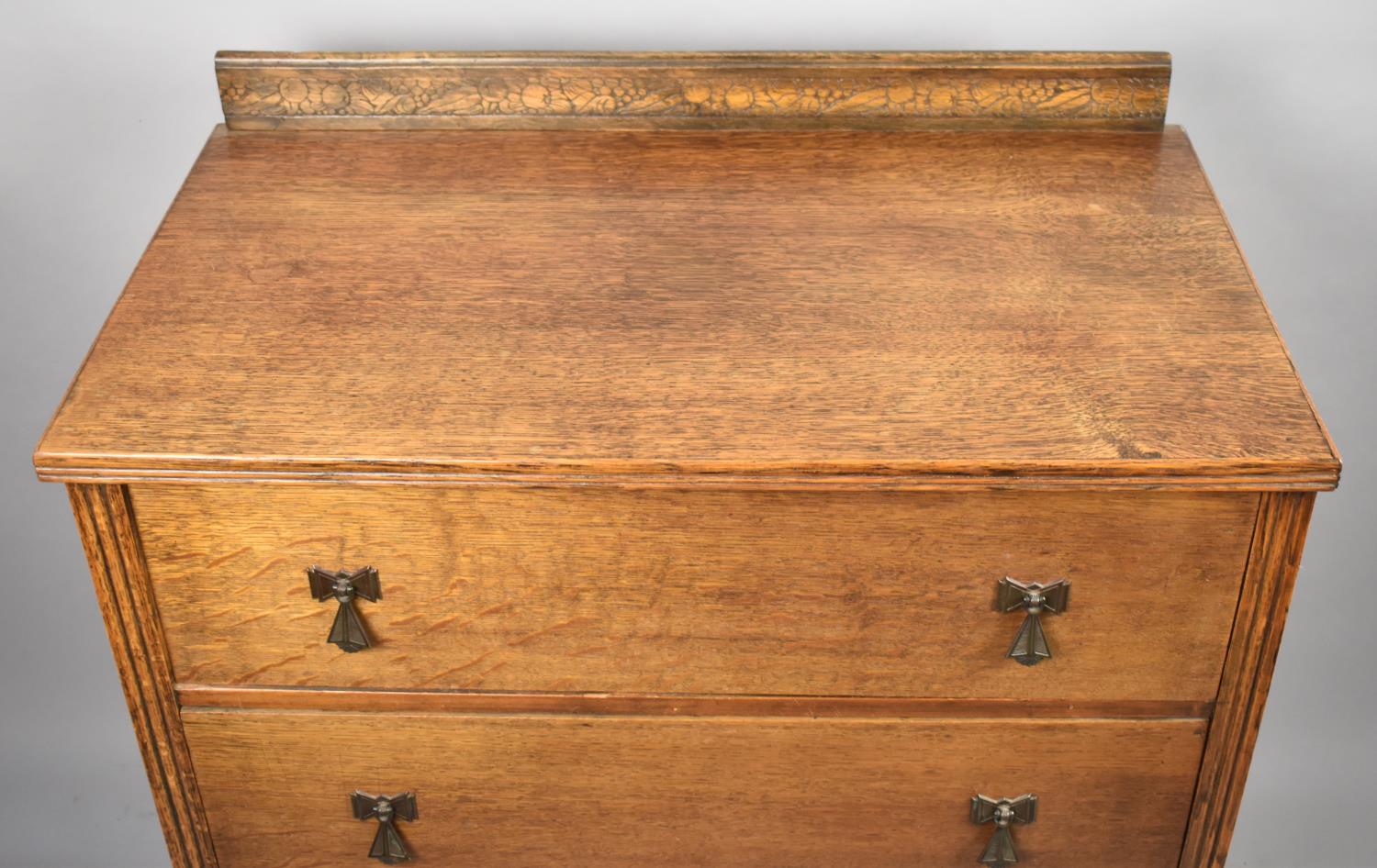 A 1930's Galleried Oak Chest of Two Long Drawers, 77cm Wide - Image 2 of 2