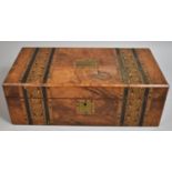 A 19th Century Inlaid Walnut Writing Slope with Hinged Lid to Fitted Interior, Brass Escutcheons,