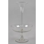 A Late 19th Century Single Glass Epergne and Bowl, 37cm High