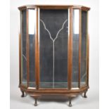 A Mid 20th Century Oak Galleried Bow Fronted Display Cabinet, 97cm wide