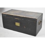 A Vintage Showmans Pine Box with Brass Escutcheon Inscribed WO Mattocks, Gillingham Kent, 67cm wide