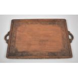 A Far Eastern Hardwood Rectangular Two Handled Tray with Faux Bamboo Border and Carved Decoration,