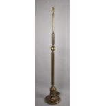 A Mid 20th Century Brass Ribbed Column Standard Lamp, No Shade