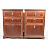 A Pair of Modern Mahogany Three Drawer Bedside Chests, Each 53cm wide