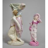 Two Continental Porcelain Figural Ornaments, Condition Issues