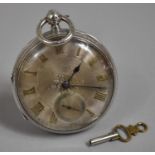 A Silver Open Faced Pocket Watch Having Silvered Dial with Gilt Roman Numerals, Subsidiary Second