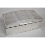 A Silver Art Deco Cigarette Box, the Hinged Lid Decoration with Engine Turned and Monogrammed WDW,