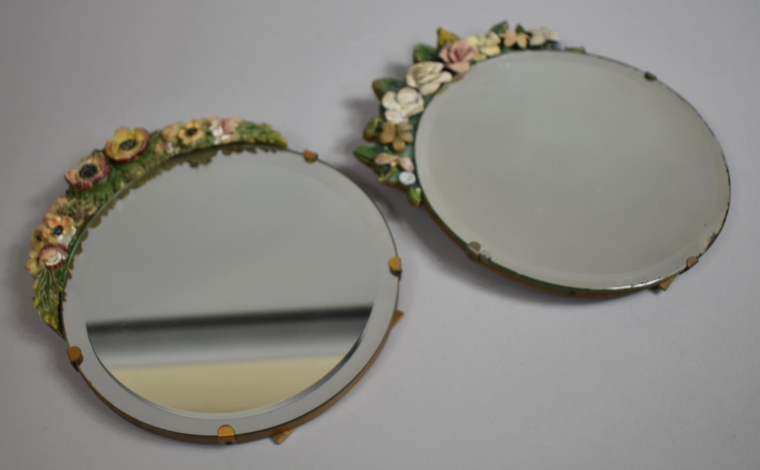 Two Vintage Circular Easel Backed Barbola Mirrors, Each 23cm Diameter - Image 2 of 2