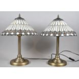 A Pair of Modern Metal Table Lamps, both with Tiffany Style Shades but One Requires New Fixing, 47cm