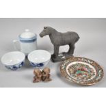 A Collection of Oriental Items to Comprise Terracotta Study of Tang Horse, Five Character Mark to