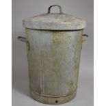 A Galvanised Two Handled Bin and Cover, 58cms High