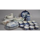 A Collection of Various Ceramics to Comprise Blue and White Cups, Jug, Tureens etc
