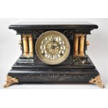 An Edwardian Faux Slate and Ormolu American Mantle Clock with Gilbert Movement and Complete with