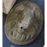 A Reconstituted Stone Lion Mask Wall Fountain Oval, 47cms High