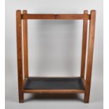 An Edwardian Four Division Oak Stick Stand with Metal Drip Tray, 50cm wide