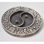 A Reproduction Silver Plated Two Division YangYang Inkwell, 8.5cm Diameter