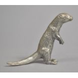 A Pewter Study of a Standing Otter, 6.5cm high