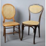Two Edwardian Cane Seated and Backed Side Chairs