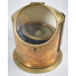 A Vintage Marine Gimballed Compass Set in Brass Binnacle, 24cm High