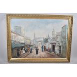 A Large Gilt Framed Oil on Canvas Depicting Arabic Street, Signed Pierre, 69x49cm