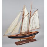 A Model Two Masted Ship on Rectangular Plinth Base, 60cm wide