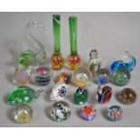 A Collection of Various Glass Paperweights, Posey Vases, Ornement Etc