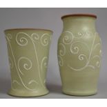 Two Denby Stoneware Vases with Tube Lined Decoration, 20cm high and 25cm high