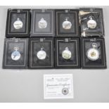 A Collection of Seven DeAgostini Aces of the Air Pocket Watches in Original Boxes Together with a