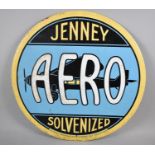 A Reproduction Pressed and Printed Metal Circular Sign for Aero Jenny Solvenized, 59cm Diameter