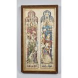 A Framed Watercolour on Vellum, Design for Stained Glass Windows, 26x13.5cm