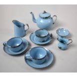 A Late 19th/Early 20th Century Dolls Blue Enamel Tea Set, Teapot 8cm High