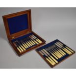 A Late 19th Century Ivory Handled and Silver Plated Twelve Piece Fruit Set with Removable Tray,
